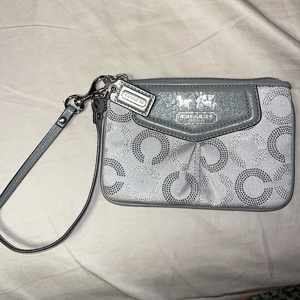 Silver Coach Wristlet